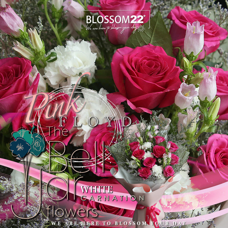 大頭桃紅玫瑰康乃馨風鈴花束｜Hot Pink Rose Eustoma Bell Flower Bouquet (母親節花束)