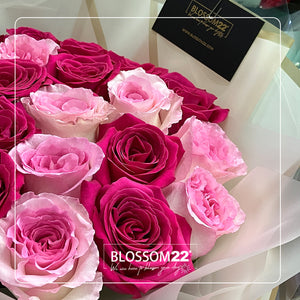 桃紅及奧斯汀玫瑰花束｜Hot Pink ＆ Pink Austin Rose Bouquet