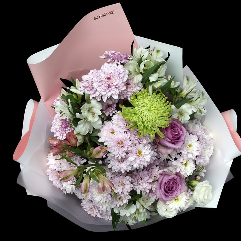 粉雛菊小百合玫瑰花瓶禮盒｜Pink Chrysanthemum with Lily and Rose Vase Boxset