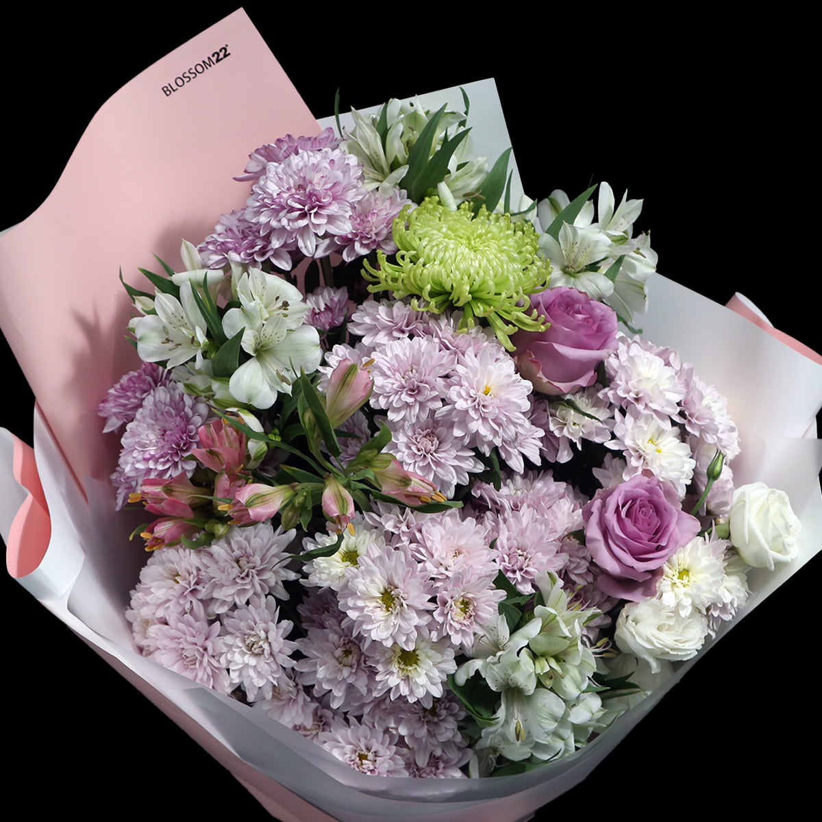 粉雛菊小百合玫瑰花瓶禮盒｜Pink Chrysanthemum with Lily and Rose Vase Boxset