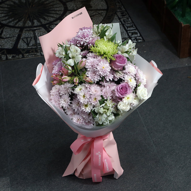 粉雛菊小百合玫瑰花束｜Pink Chrysanthemum with Lily and Rose Bouquet