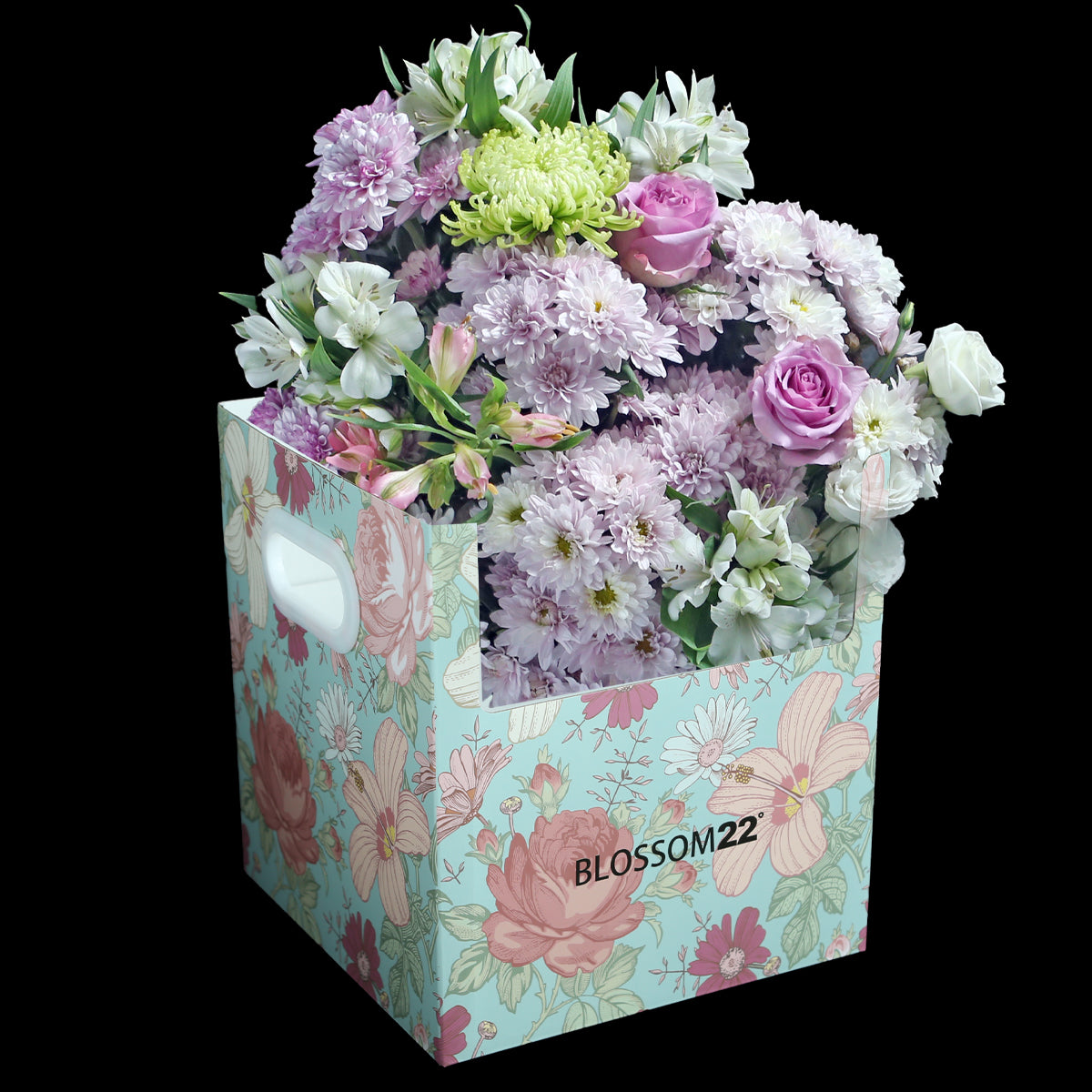 粉雛菊小百合玫瑰花瓶禮盒｜Pink Chrysanthemum with Lily and Rose Vase Boxset