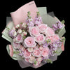 12淺粉庭園玫瑰紫羅蘭花束｜Pink Ohara Garden Roses Violet Bouquet(Violet Evergarden)