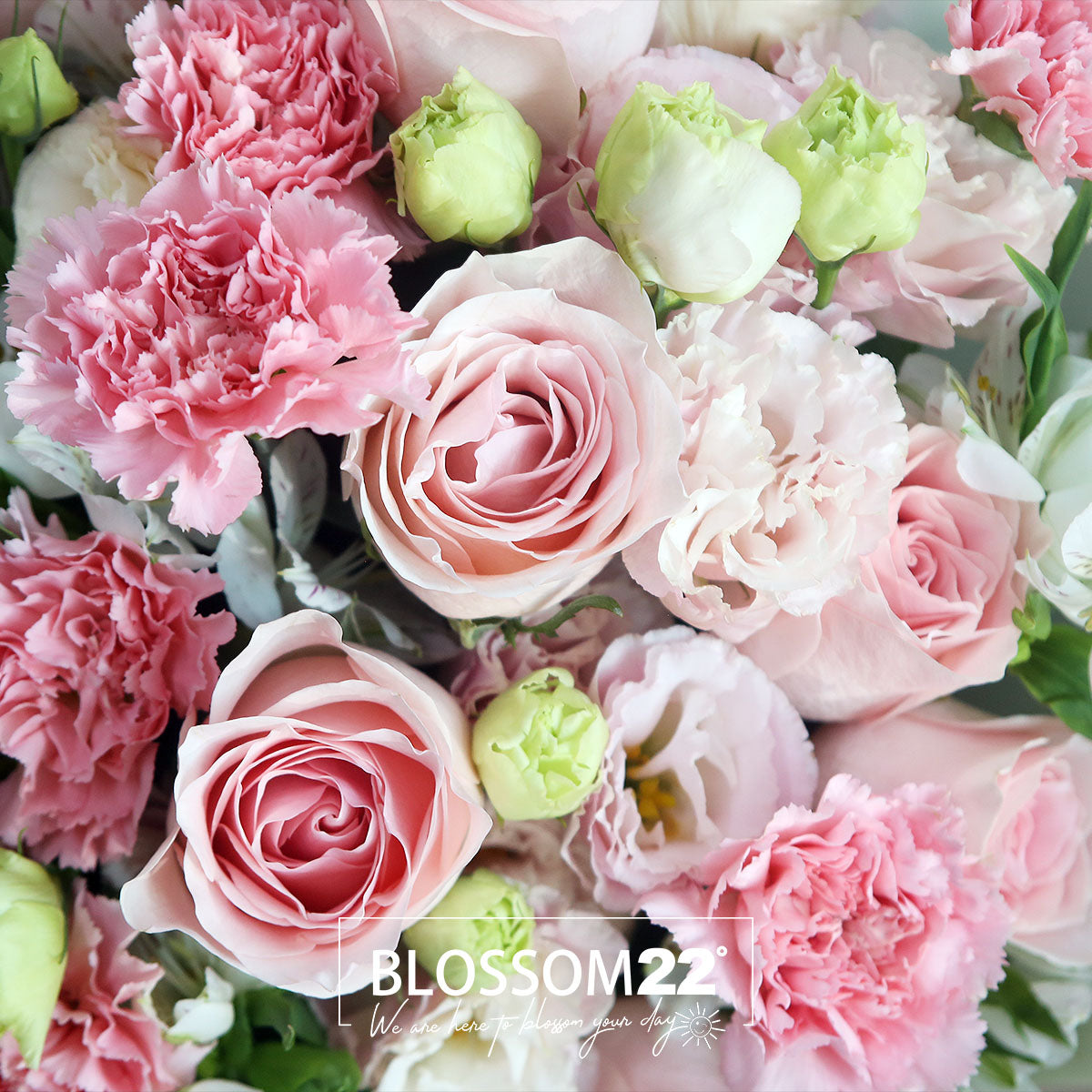 粉玫瑰康乃馨秘魯百合桔梗花束｜Pink Rose, Carnation Lily & Eustoma Bouquet (Pink Lady)