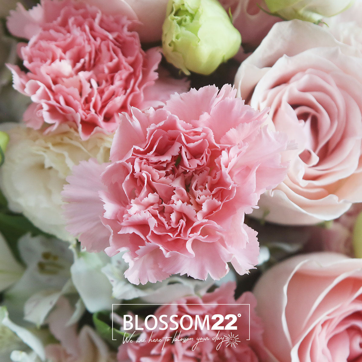 粉玫瑰康乃馨秘魯百合桔梗花束｜Pink Rose, Carnation Lily & Eustoma Bouquet (Pink Lady)