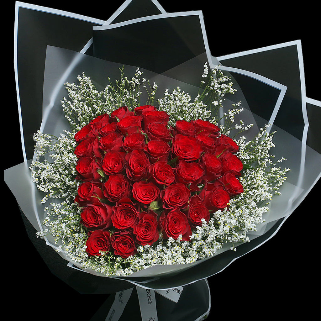 心型紅玫瑰花束｜Heart Shape Red Roses fresh bouquet（情人節花束）