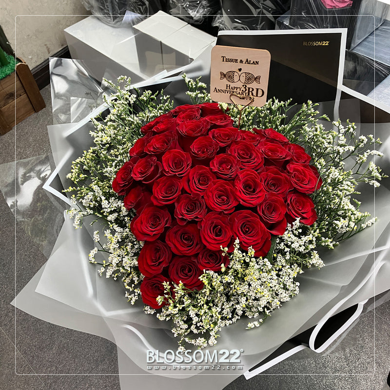 心型紅玫瑰花束｜Heart Shape Red Roses fresh bouquet