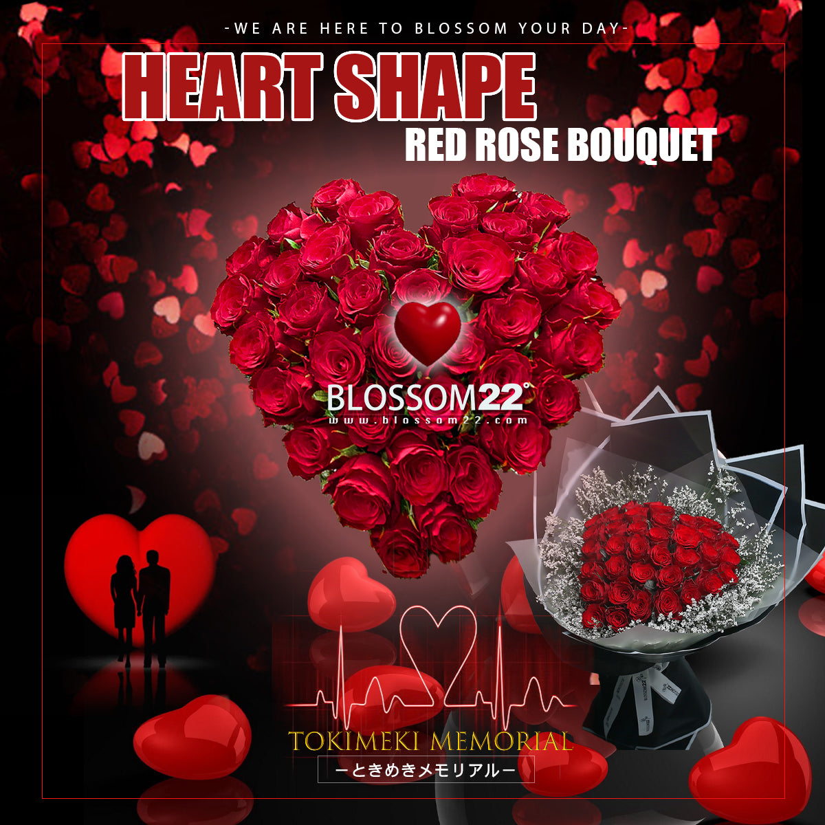 心型紅玫瑰花束｜Heart Shape Red Roses fresh bouquet