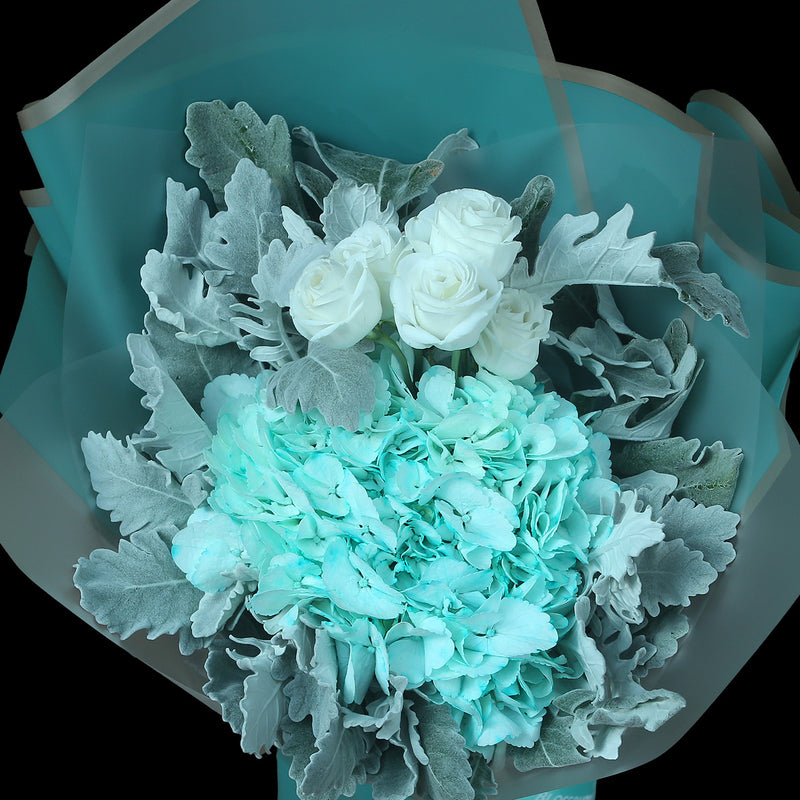 蒂芙妮繡球桔梗鮮花束｜Tifffany Blue Hydrangea ＆ Eustoma Bouquet