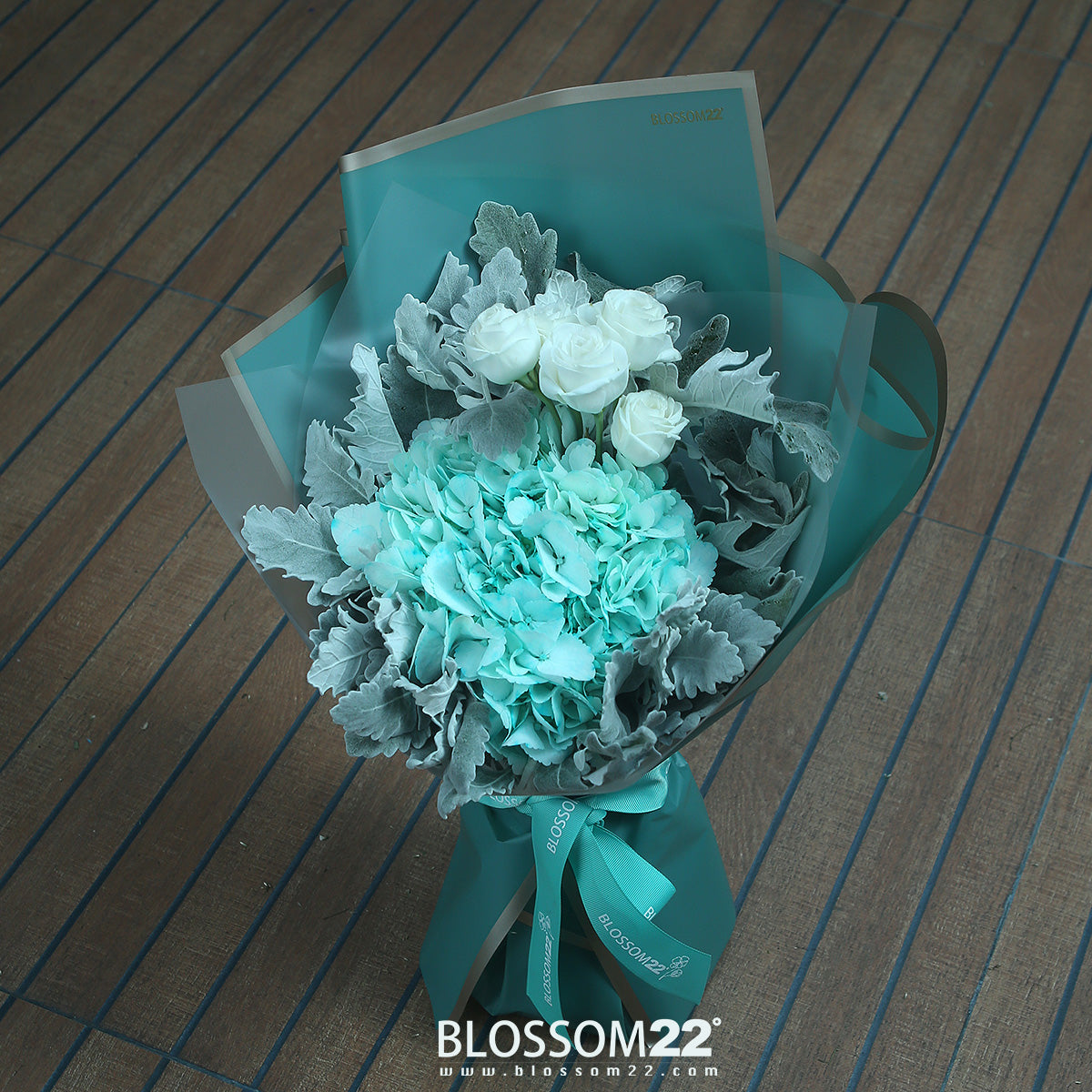 蒂芙妮繡球桔梗鮮花束｜Tifffany Blue Hydrangea ＆ Eustoma Bouquet
