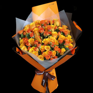 XXL 橙色混合玫瑰花束｜XXL Mixed Orange Roses Bouquet （情人節花束）