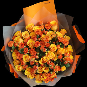 XXL 橙色混合玫瑰花束｜XXL Mixed Orange Roses Bouquet (XXL Wheat 稻香)