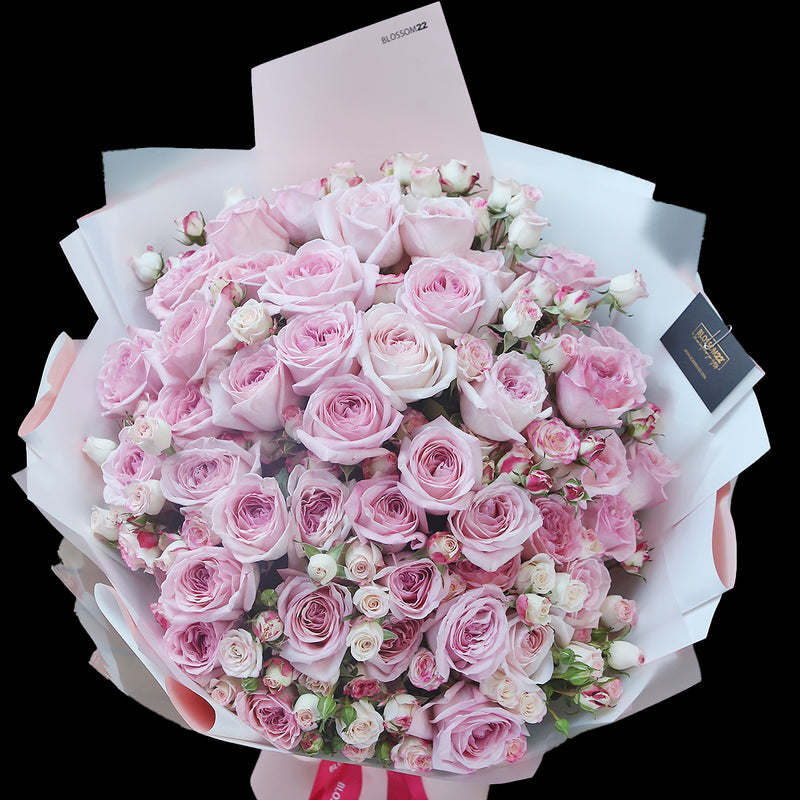 加大版 淺粉及多頭玫瑰花束｜XXL Light Pink & Mini Pink Roses Bouquet (Pink O'Hara)