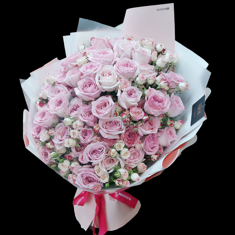 加大版 淺粉及多頭玫瑰花束｜XXL Light Pink & Mini Pink Roses Bouquet (Pink O'Hara)