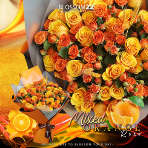 52 橙色混合玫瑰花束｜52 Mixed Orange Roses Bouquet (52Wheat 稻香)