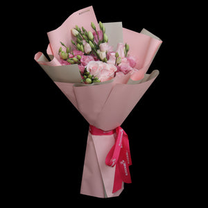 19枝 淺粉玫瑰洋桔梗｜19 Light Pink Roses & Eustoma (FLAMINGO) fresh bouquet 鮮花束 BLOSSOM22