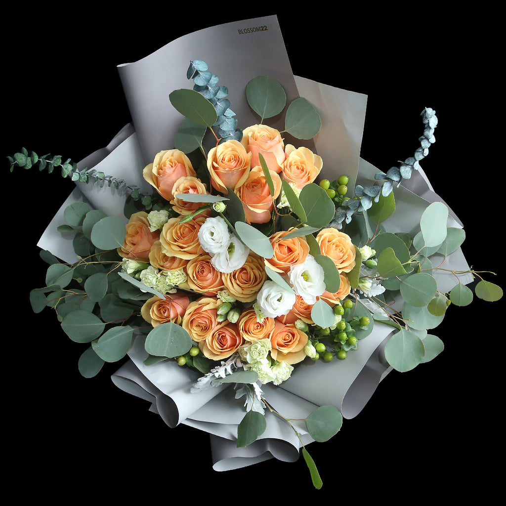 19枝 粉橙玫瑰花束｜19 Honey Orange Roses Bouquet (Carrot) 花束 bouquet 鮮花束 BLOSSOM22