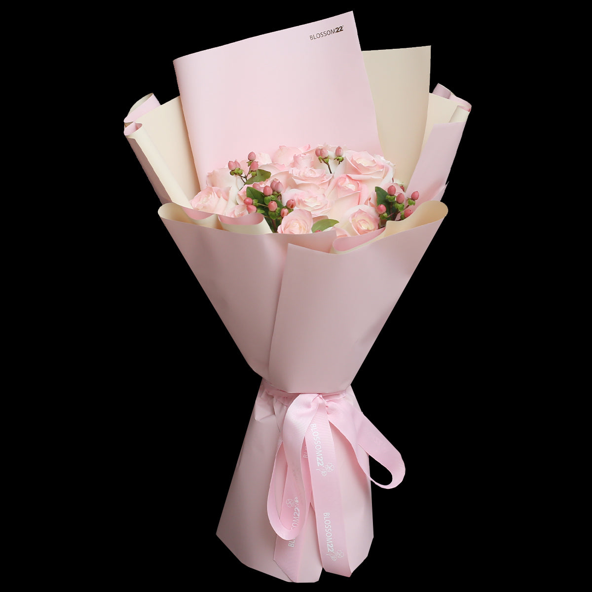 19枝 水粉玫瑰花束｜19 Pale Pink Dyeing Rose Bouquet (胭脂 RoseSakura) fresh bouquet 鮮花束 BLOSSOM22