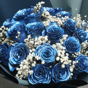 19枝 電藍玫瑰花束｜19 Thunder Blue Dyeing Rose bouquet(Blue Thunder) fresh bouquet 鮮花束 BLOSSOM22