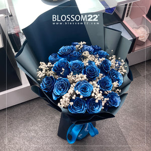 19枝 電藍玫瑰花束｜19 Thunder Blue Dyeing Rose bouquet(Blue Thunder) fresh bouquet 鮮花束 BLOSSOM22