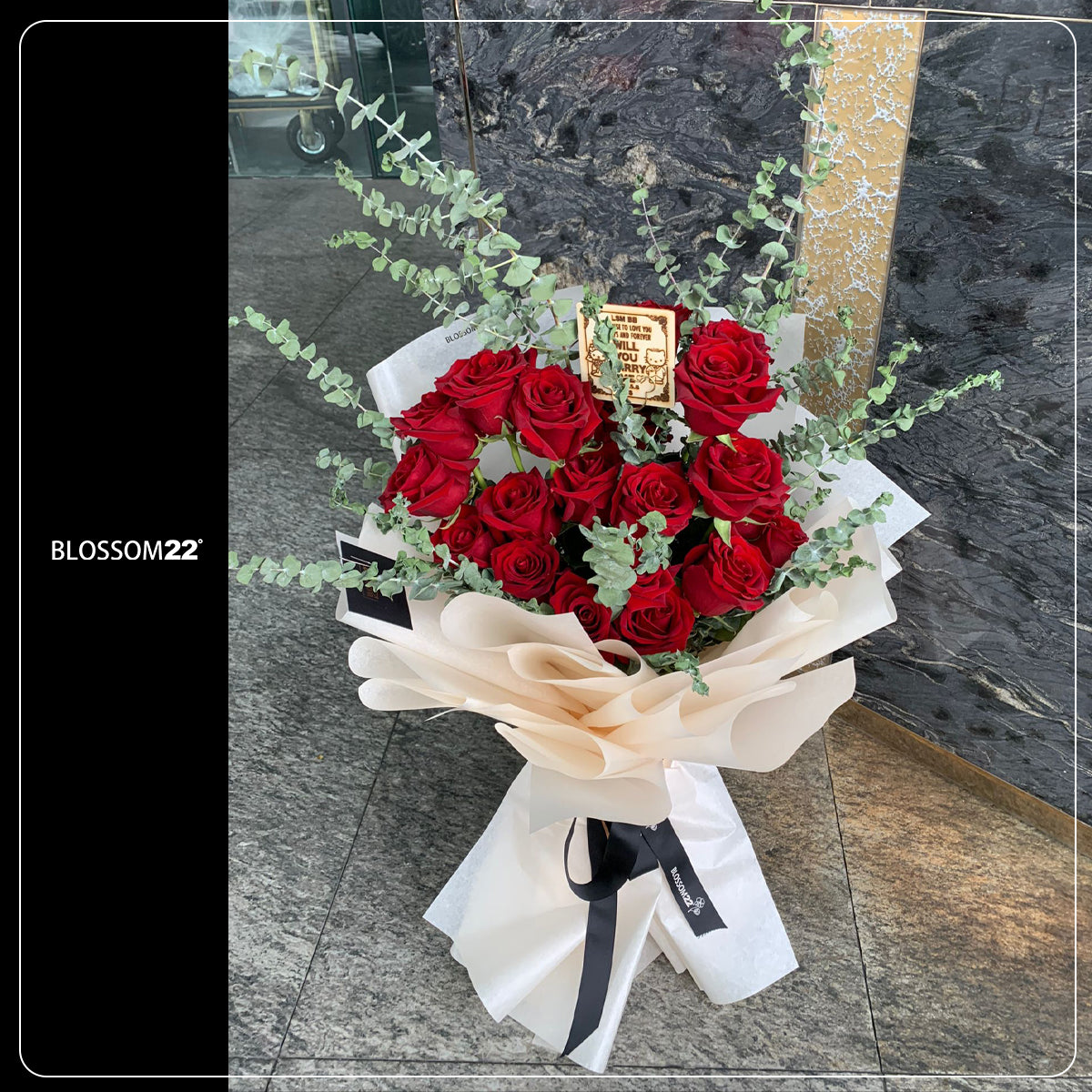 19枝 頂級美國紅玫瑰｜19 American Red Roses(Explorer) fresh bouquet 鮮花束 BLOSSOM22