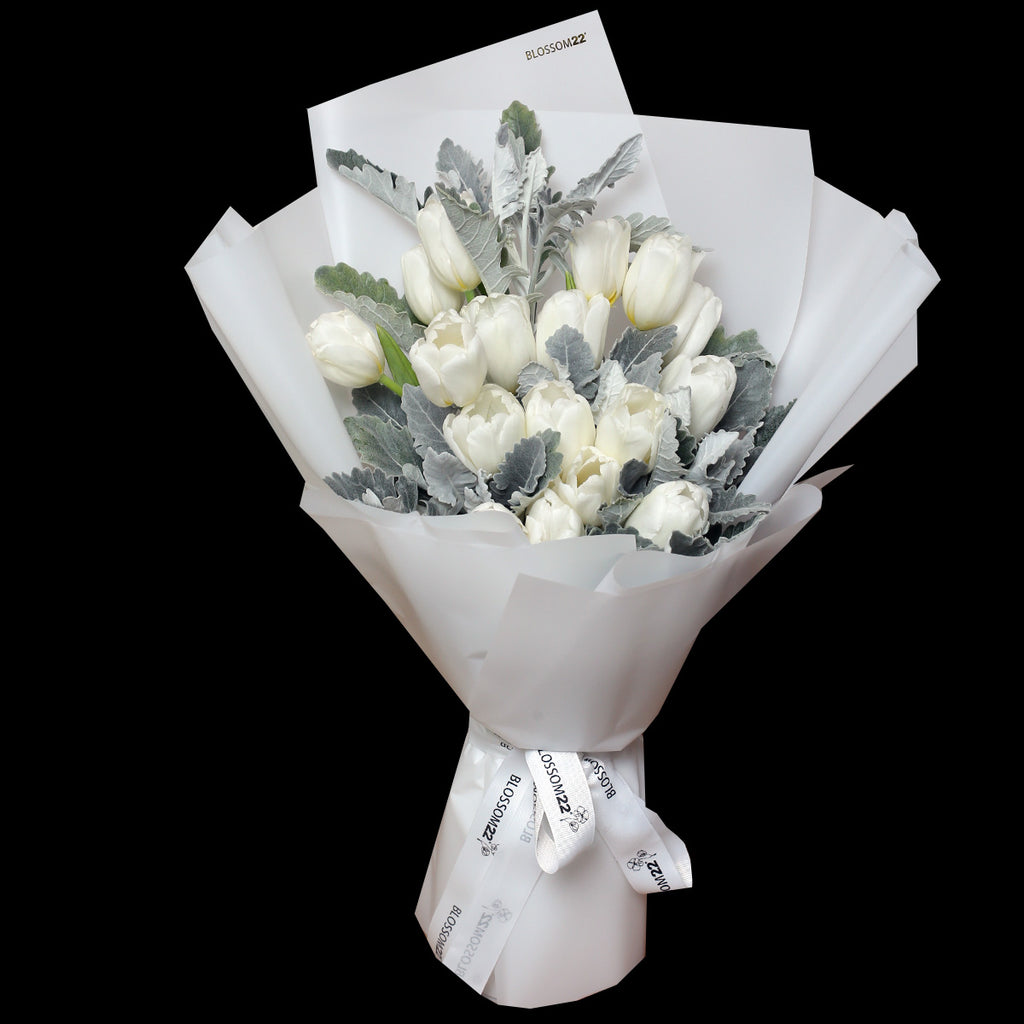 19枝 白色鬱金香花束｜19 White Tulips Bouquet 花束 bouquet 鮮花束 BLOSSOM22