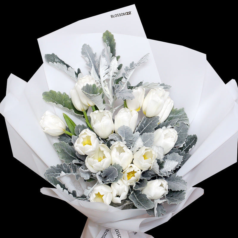 19枝 白色鬱金香花束｜19 White Tulips Bouquet 花束 bouquet 鮮花束 BLOSSOM22