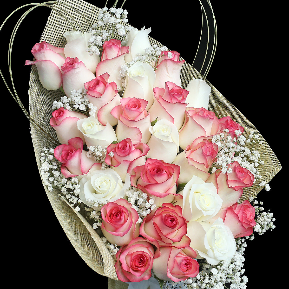 29枝 粉邊玫瑰｜29 Bi-colour Cream & Hot Pink(La Paloma） 花束 bouquet 鮮花束 BLOSSOM22