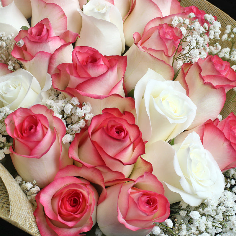 29枝 粉邊玫瑰｜29 Bi-colour Cream & Hot Pink(La Paloma） 花束 bouquet 鮮花束 BLOSSOM22