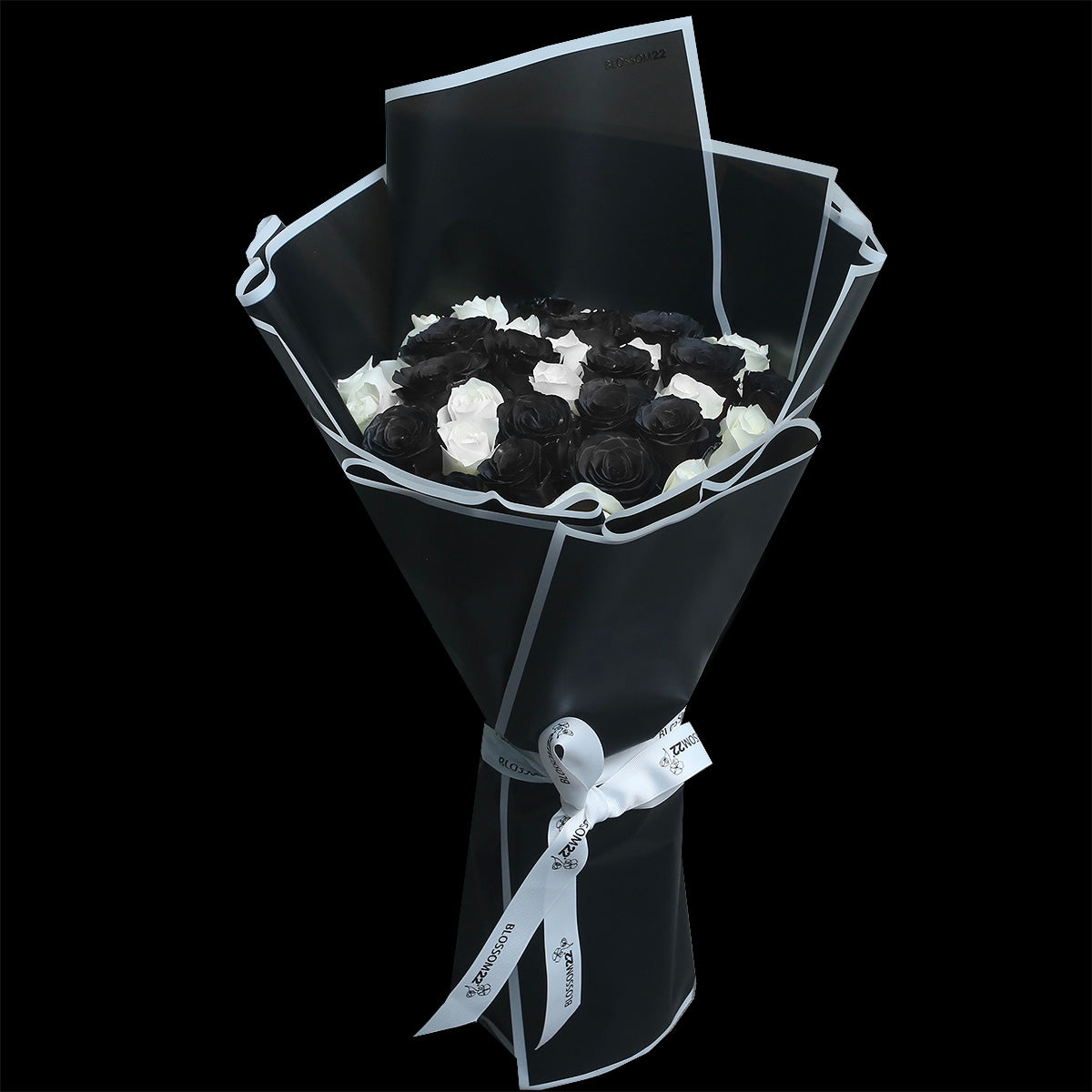 33 染黑白玫瑰花束｜33 Dyeing Dark & Whites Roses Bouquet (tuxedo) 花束 bouquet 鮮花束 Blossom22°