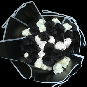 33 染黑白玫瑰花束｜33 Dyeing Dark & Whites Roses Bouquet (tuxedo) 花束 bouquet 鮮花束 Blossom22°