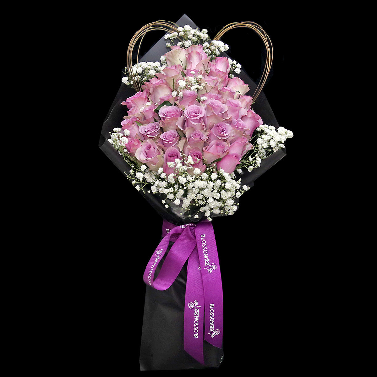 39枝 紫玫瑰花束｜39 Purple Roses bouquet (Slim Wrap） 花束 bouquet 鮮花束 Blossom22°