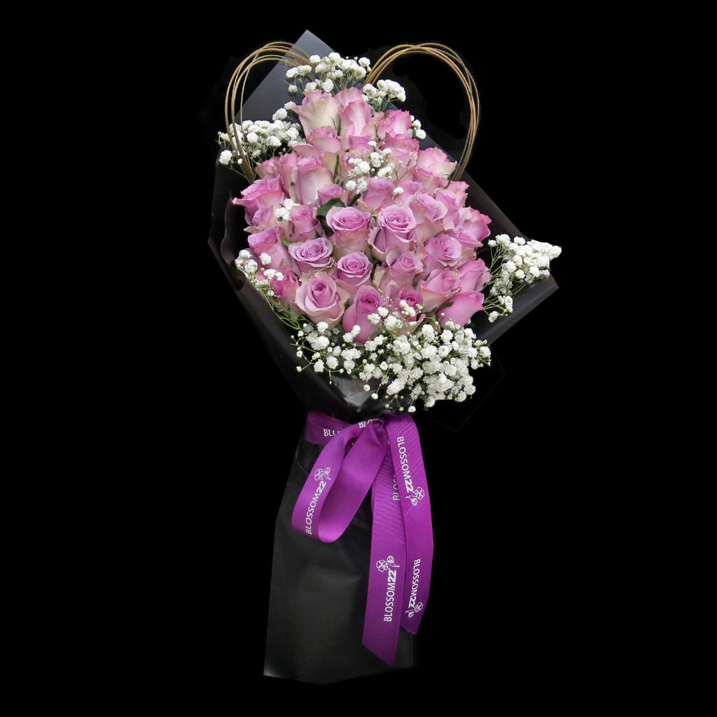 39枝 紫玫瑰花束｜39 Purple Roses bouquet (Slim Wrap） 花束 bouquet 鮮花束 Blossom22°