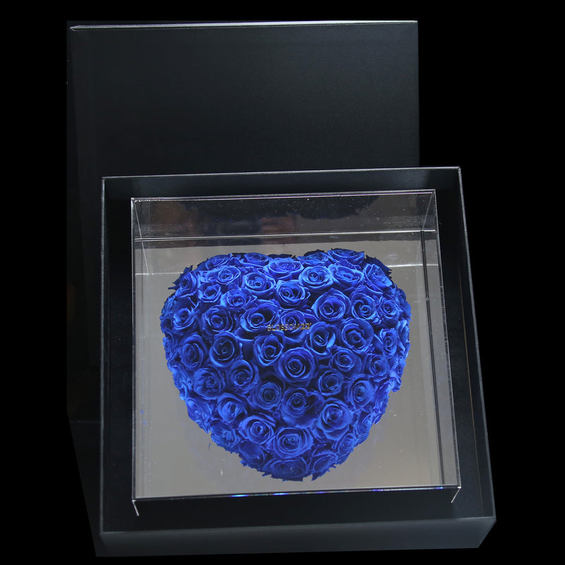 巨型立體心型藍玫瑰保鮮花盒｜XXL 3D Heart Preserved Blue Rose  Blossom22hk