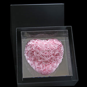 XXL 3D Heart Preserved Rose ｜巨型立體鏡面玫瑰之心保鮮花盒 - Pink  Blossom22hk