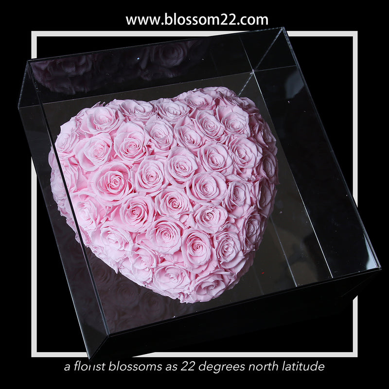 XXL 3D Heart Preserved Rose ｜巨型立體鏡面玫瑰之心保鮮花盒 - Pink  Blossom22hk