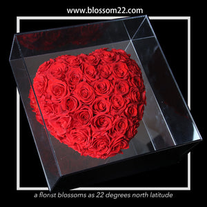 XXL 3D Heart Preserved Rose ｜巨型立體鏡面玫瑰之心保鮮花盒 - Red  Blossom22hk