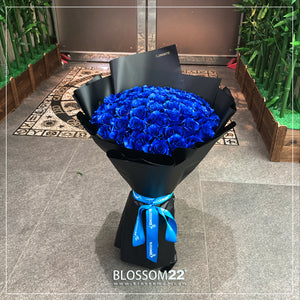 52枝 貴族藍玫瑰求婚花束｜52 Navy Blue Roses Bouquet 花束 bouquet 鮮花束 Blossom22°