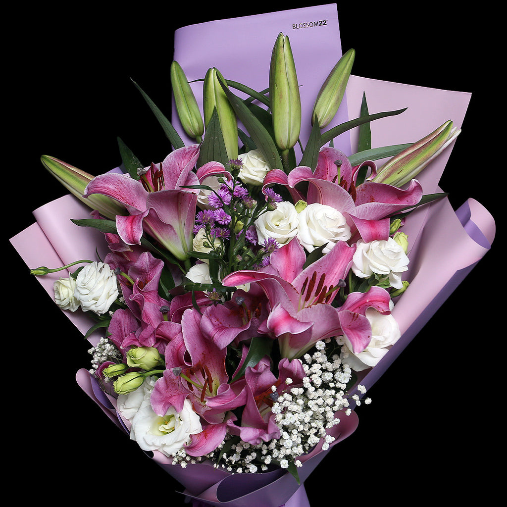 10 頭百合洋桔梗花束｜10 Lily & Eustoma Bouquet 花束 bouquet 鮮花束 BLOSSOM22