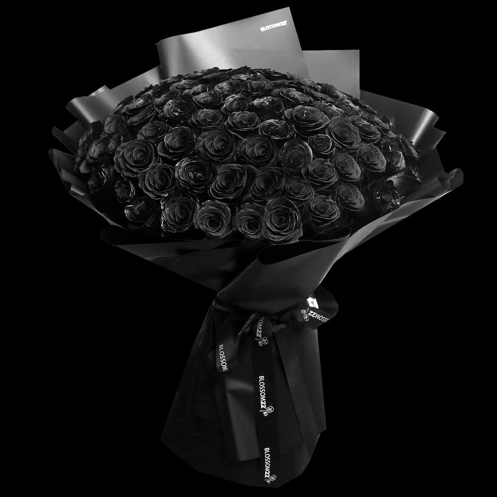 【極罕鮮花】99染色黑玫瑰花束｜99 Dyeing Dark  Roses Bouquet｜情人節花 fresh bouquet 鮮花束 Blossom22°