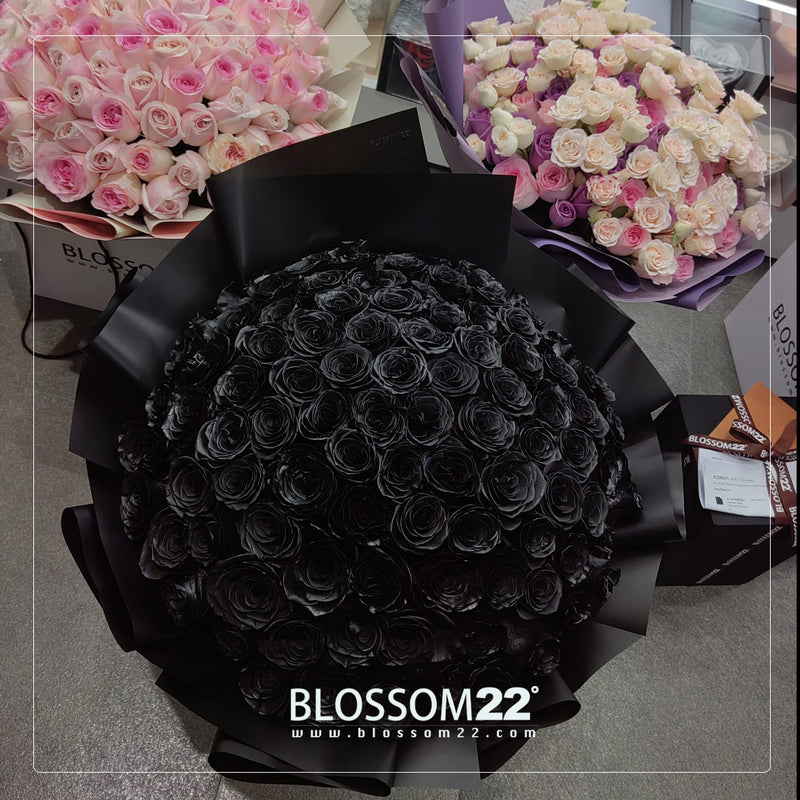 【極罕鮮花】99染色黑玫瑰花束｜99 Dyeing Dark  Roses Bouquet｜情人節花 fresh bouquet 鮮花束 Blossom22°