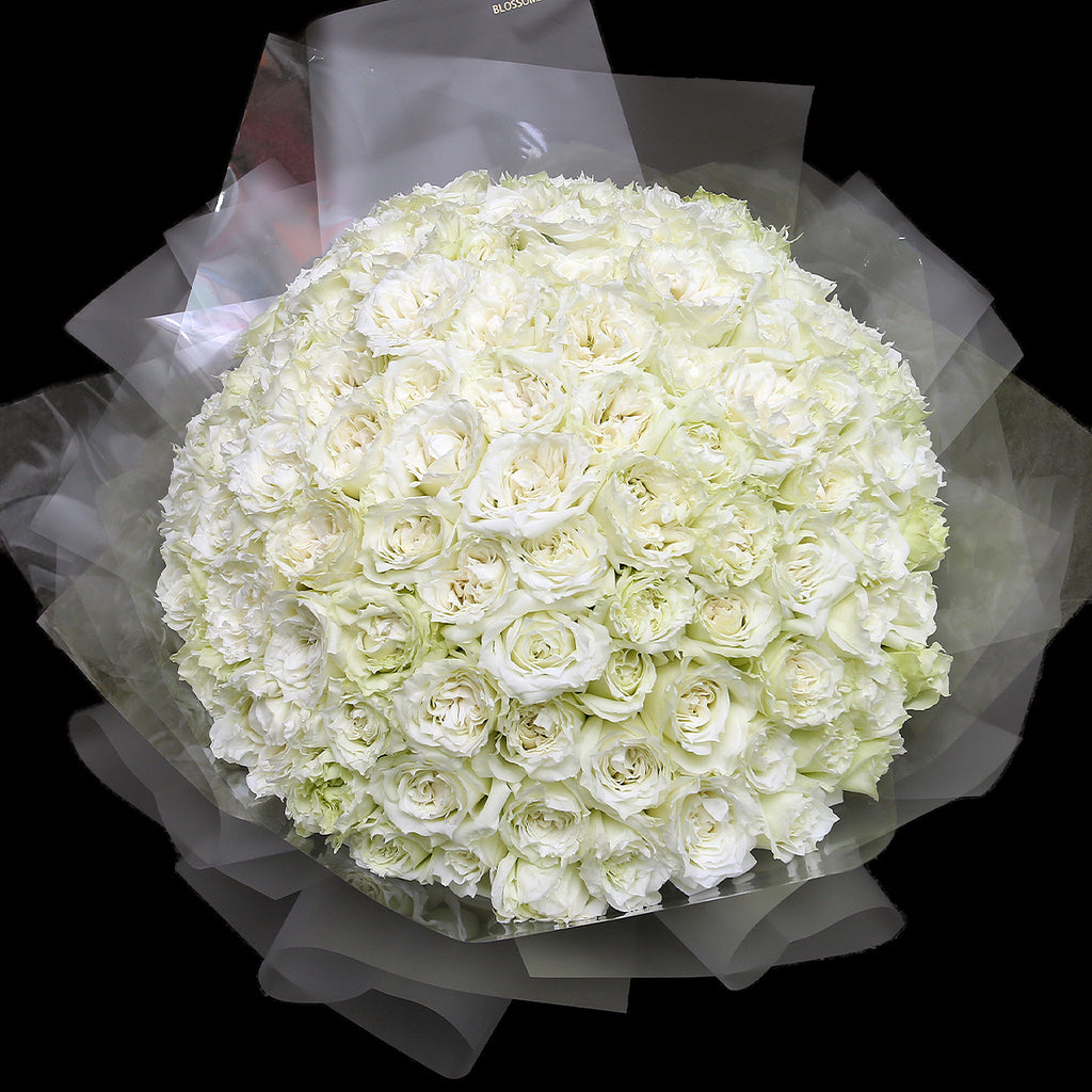 99枝 庭園白玫瑰求婚花束｜99 Garden White Roses Bouquet｜情人節花 fresh bouquet 鮮花束 Blossom22°