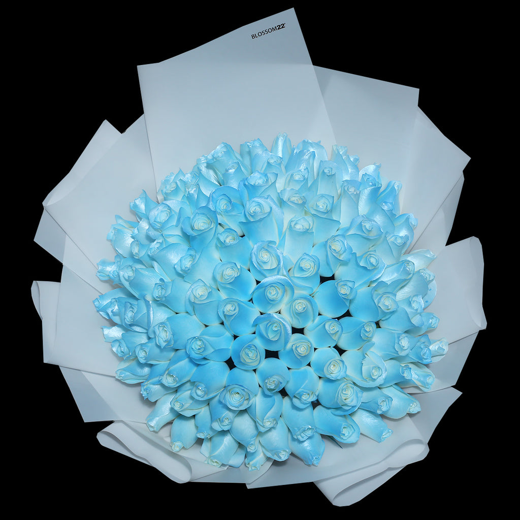 【極罕鮮花】99 冰藍玫瑰鮮花束｜99 Ice Blue Roses Bouquet｜情人節花 fresh bouquet 鮮花束 Blossom22°
