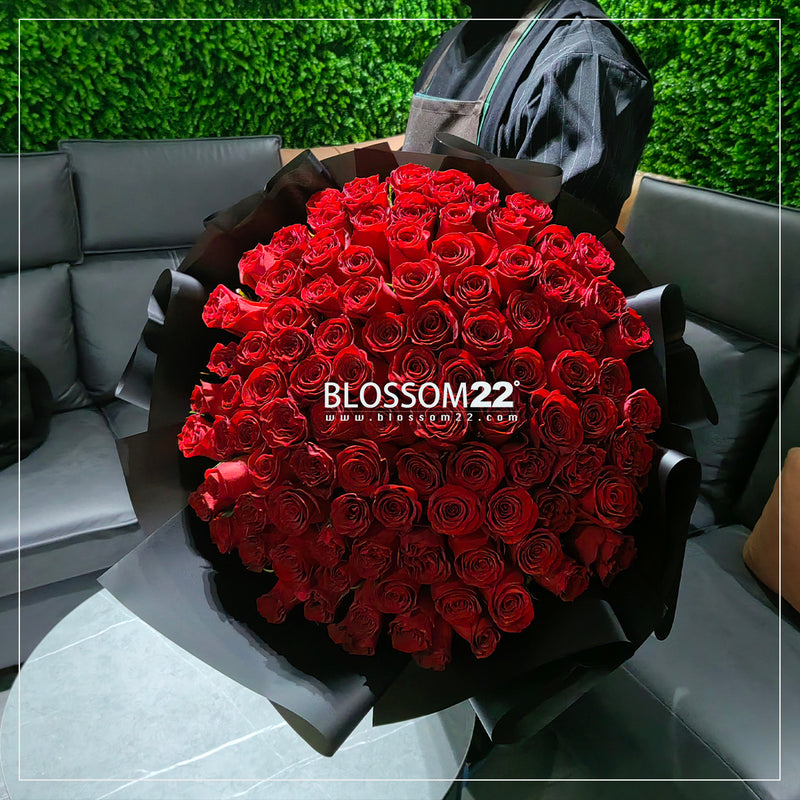 99枝 紅玫瑰求婚花束  99 Red Roses Bouquet fresh bouquet 鮮花束 Blossom22°