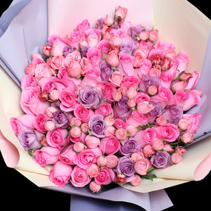 99枝 混色玫瑰求婚花束｜99 Random Mixed Roses Bouquet (Wonderland)｜情人節花 fresh bouquet 鮮花束 Blossom22°