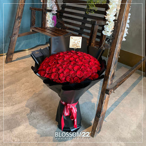 99枝 紅玫瑰求婚花束  99 Red Roses Bouquet fresh bouquet 鮮花束 Blossom22°