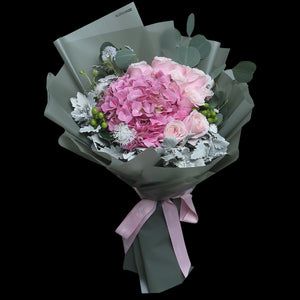 9枝 淺粉玫瑰繡球鮮花束｜9 Light Pink Hydrangea Bouquet fresh bouquet 鮮花束 BLOSSOM22