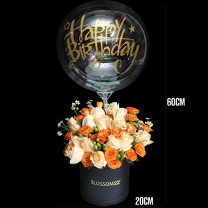 橙色汽球皮革鮮花桶｜Orange Balloon Flower Bucket Fresh Flower Gift Box Blossom22°
