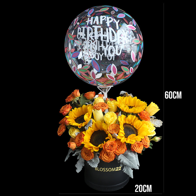 Sun Flower Balloon Flower Bucket ｜太陽花汽球皮革鮮花桶 Fresh Flower Gift Box Blossom22°