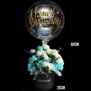 Tiffany Blue Balloon Flower Bucket ｜蒂芬妮汽球皮革鮮花桶 Fresh Flower Gift Box Blossom22°